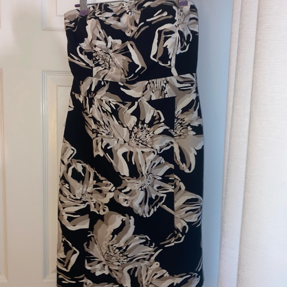 banana republic black & cream floral dress